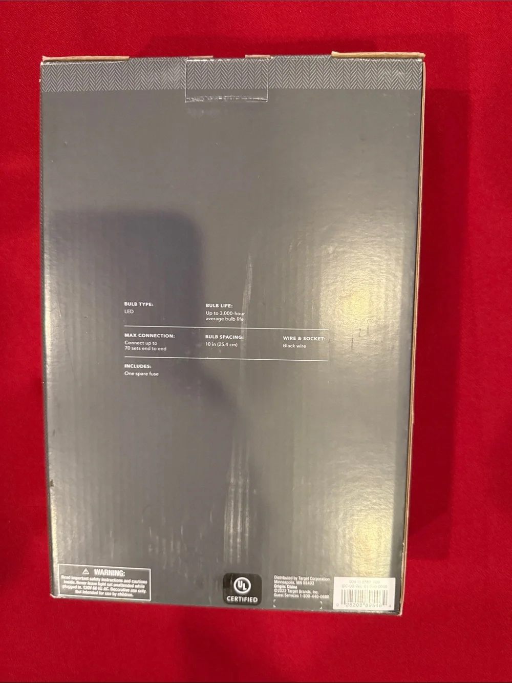Threshold Clear Bulb LED String Lights with Black Cord in Box